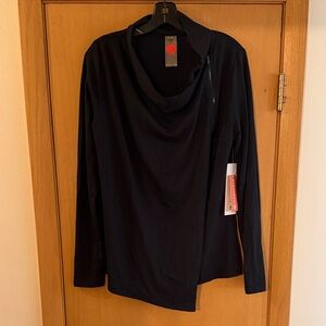 Shape Women’s Odyssey Wrap Moisture Wicking Asymmetrical Top New Black Medium